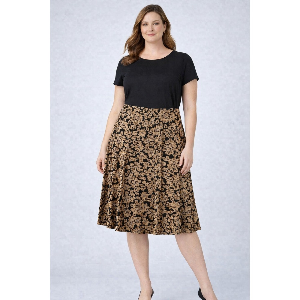 NWT Jones New York‎ Women Skirt Large Gold Velvet Floral Holiday Party Elegant